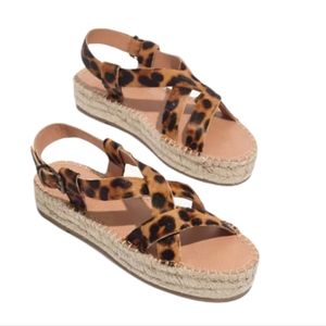 Madewell The Malia Espadrille‎ Leopard Calf Hair Print Sandals 7